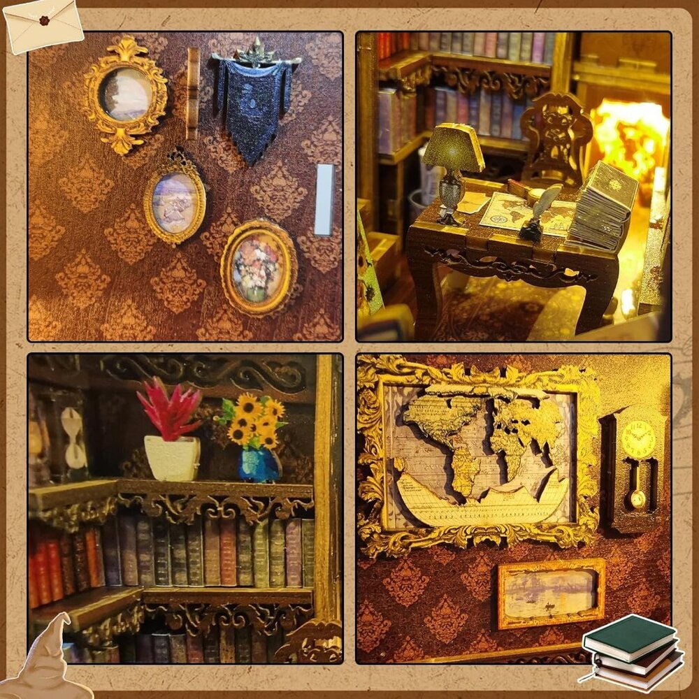 Book Nook Kit - DIY Doll House Booknook, Book Nook Miniature Kit for Bookshelf D - Picture 5 of 7